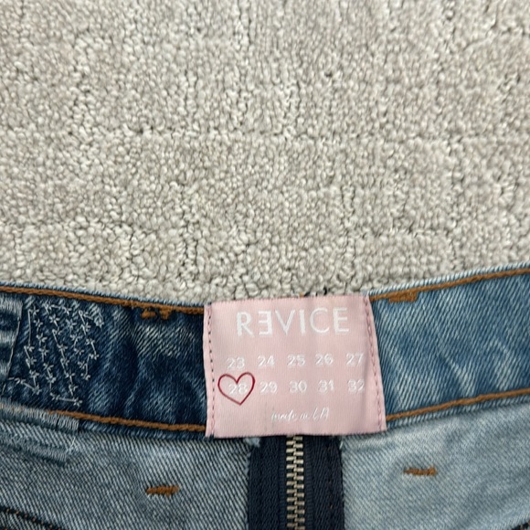 Revice “Yin Yang Tokyo” zip around light dark wash cutoff denim short American - Picture 5 of 8